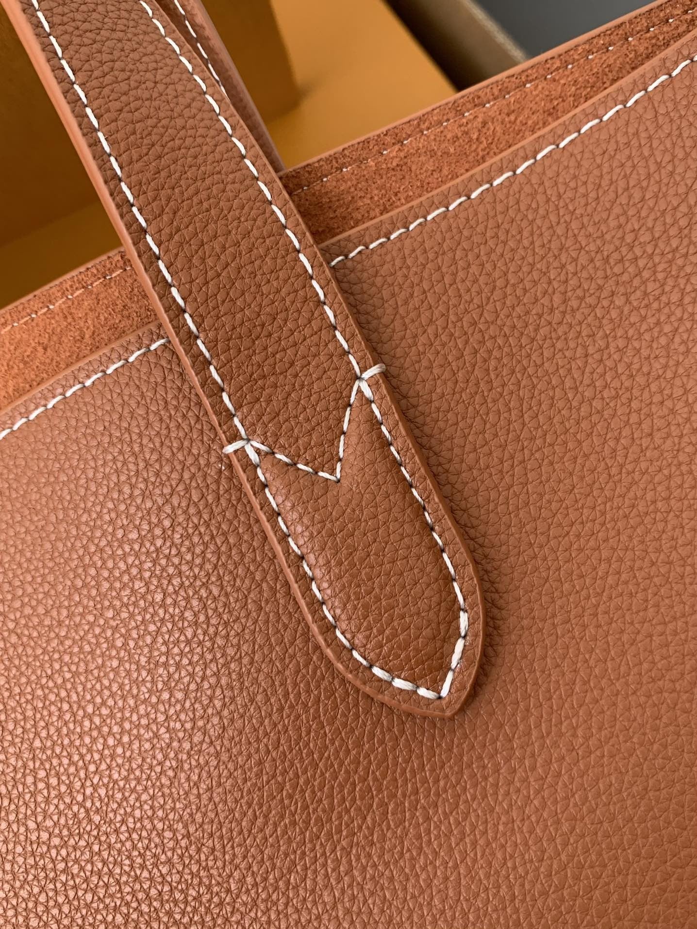 Calfskin Leather Tote Bag with Monogram Pouch