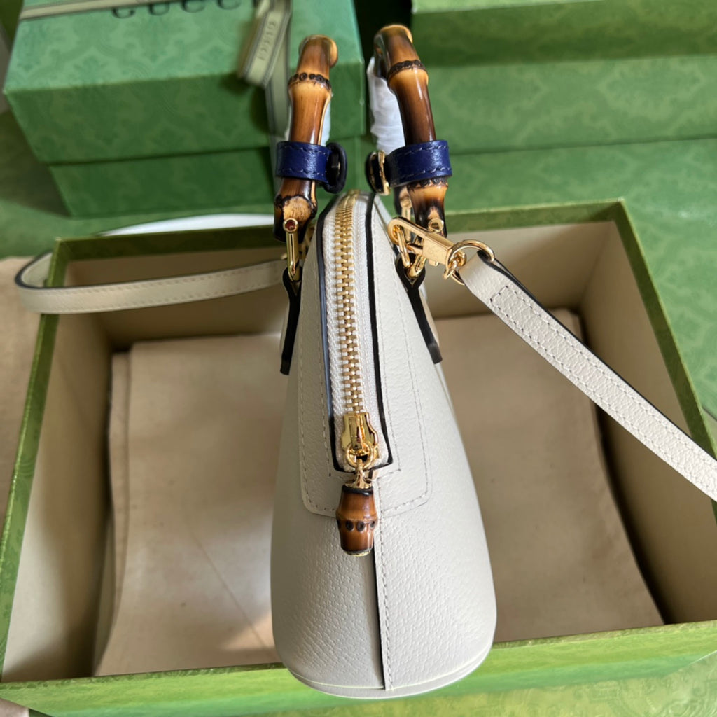 Diana Leather Bamboo Handle Bag