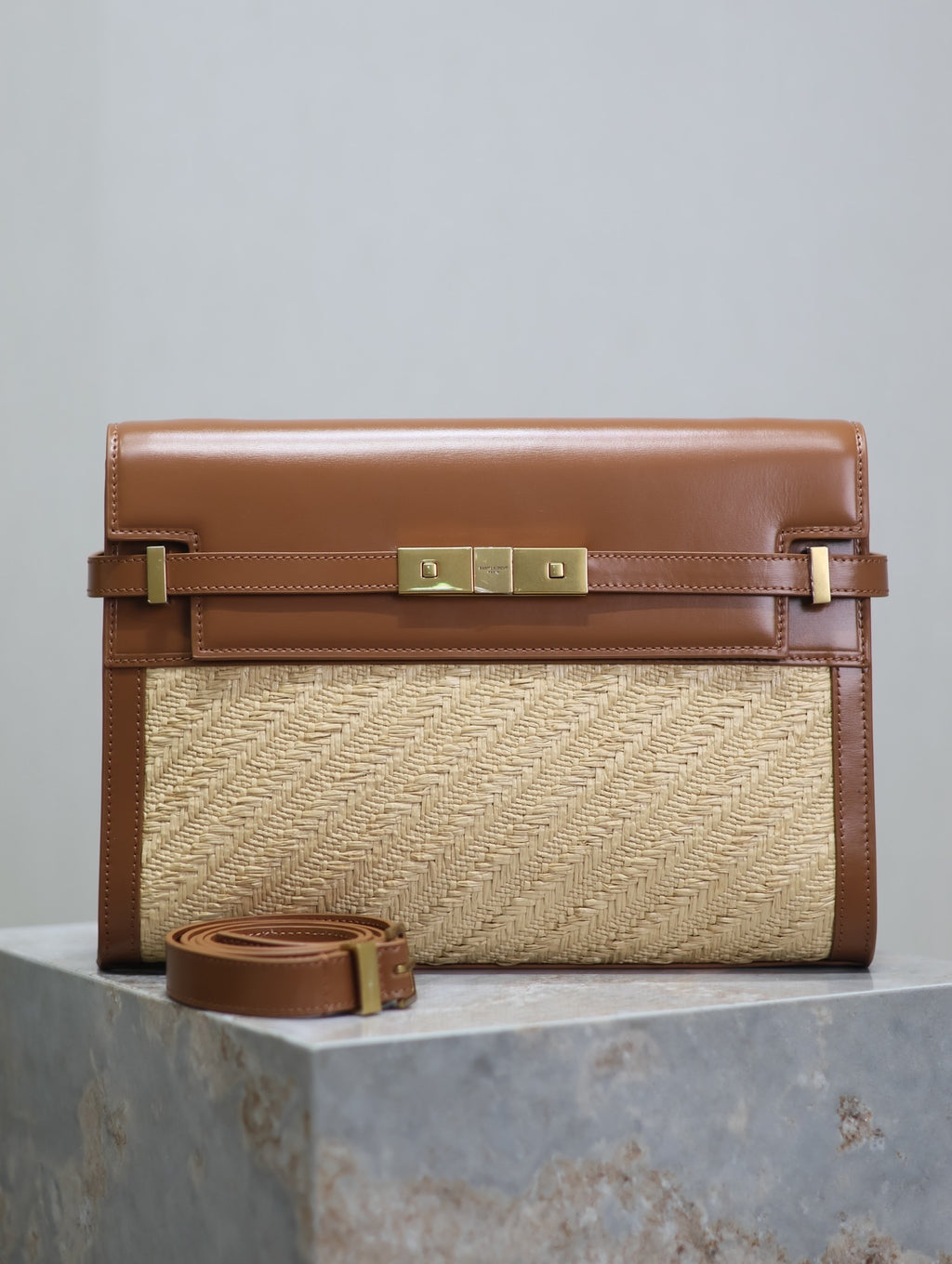 Crocodile-Embossed Leather Chain Bag