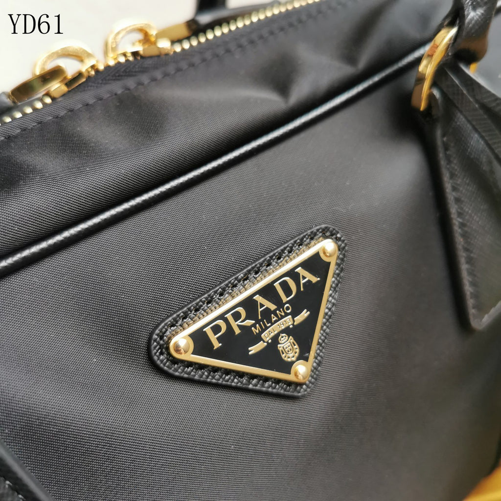 Re-Nylon and Saffiano Leather Two-Handle Bag