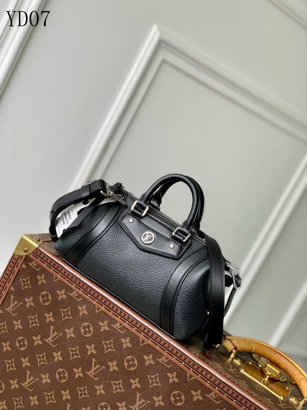 Black Leather Speedy Satchel Bag