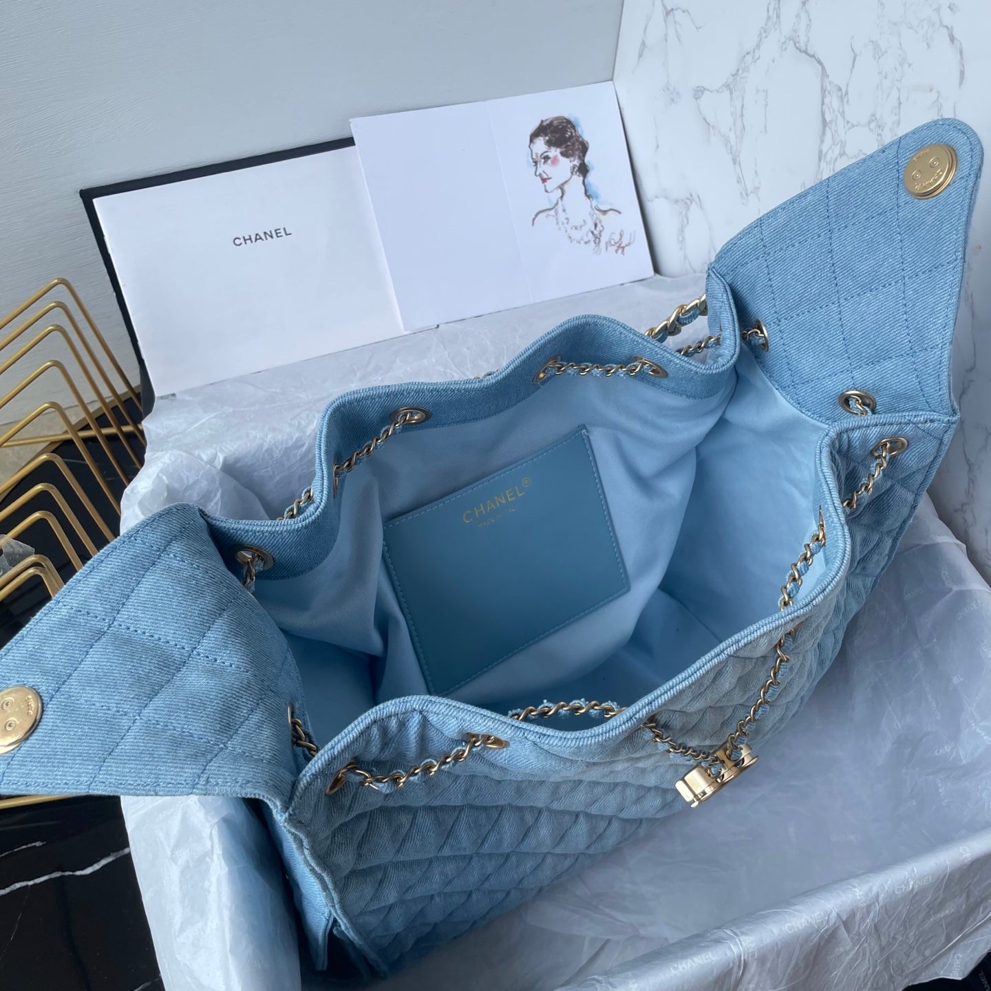 25 Medium Quilted Large Denim Bag