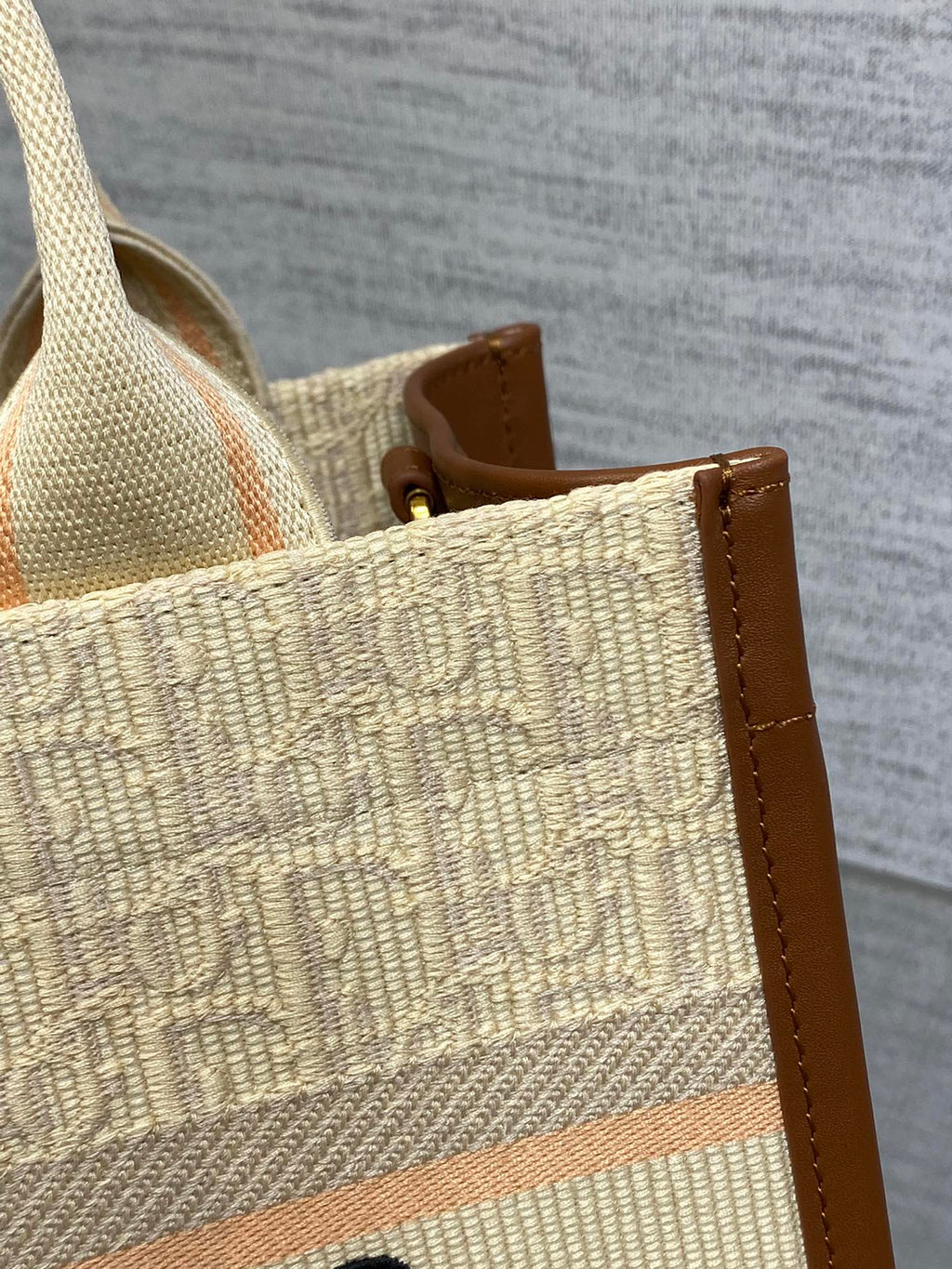 Canvas Tote Bag with Leather Trim