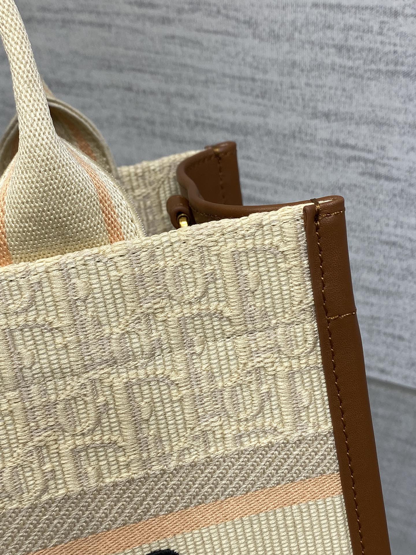 Canvas Tote Bag with Leather Trim