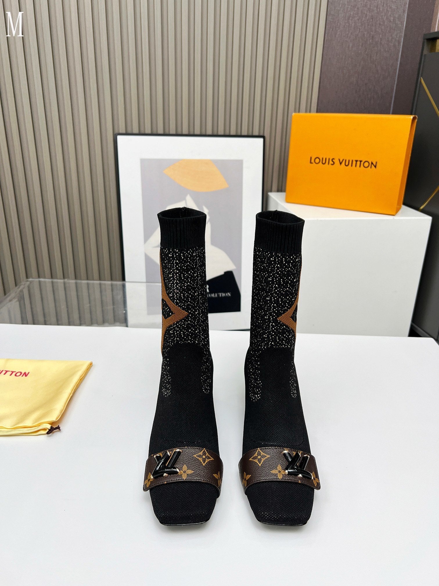 Monogram Knit Sock Ankle Boots