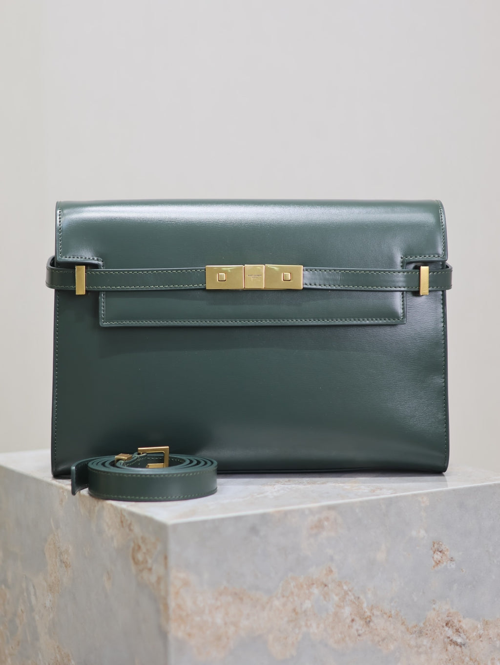 Crocodile-Embossed Leather Chain Bag