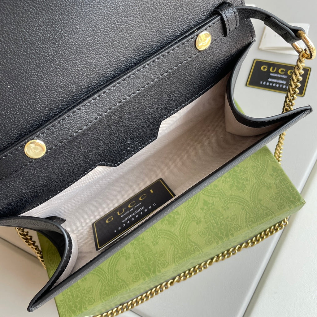 Bamboo Handle Leather Wallet with Chain