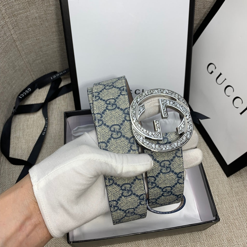 Monogram Canvas Belt with Silver GG Buckle