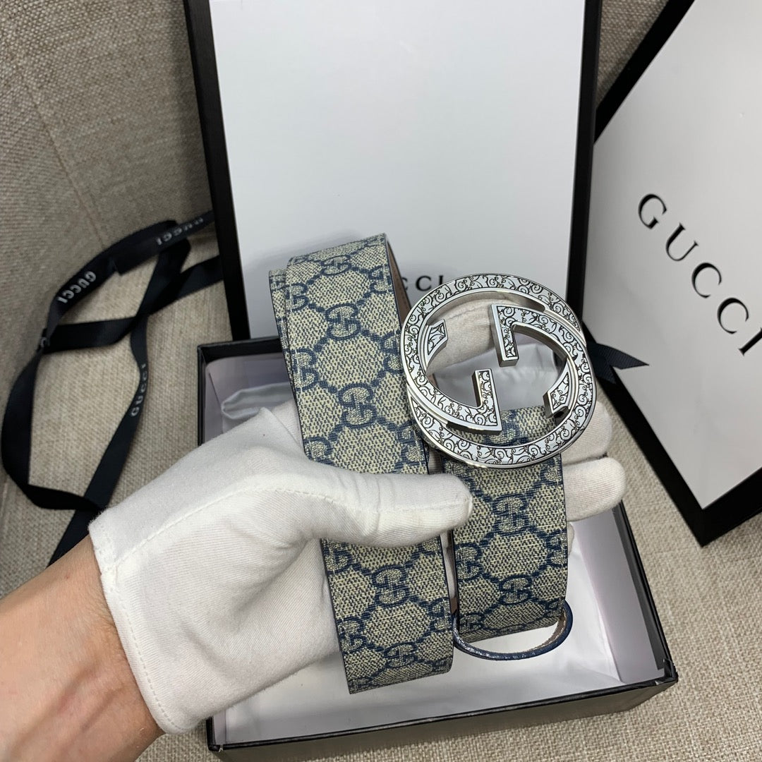 Monogram Canvas Belt with Silver GG Buckle