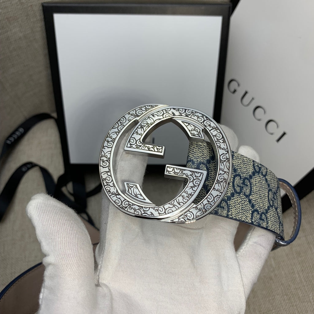Monogram Canvas Belt with Silver GG Buckle