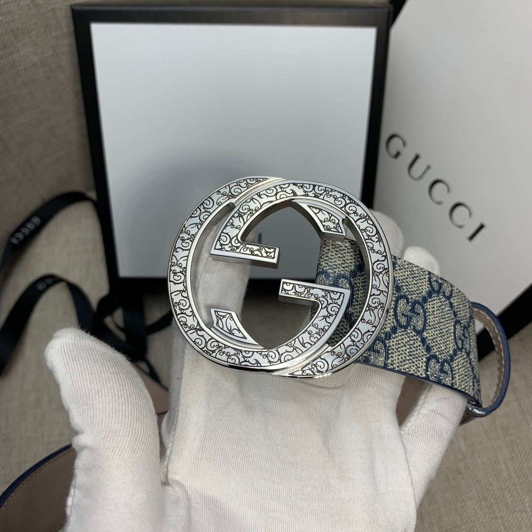 Monogram Canvas Belt with Silver GG Buckle