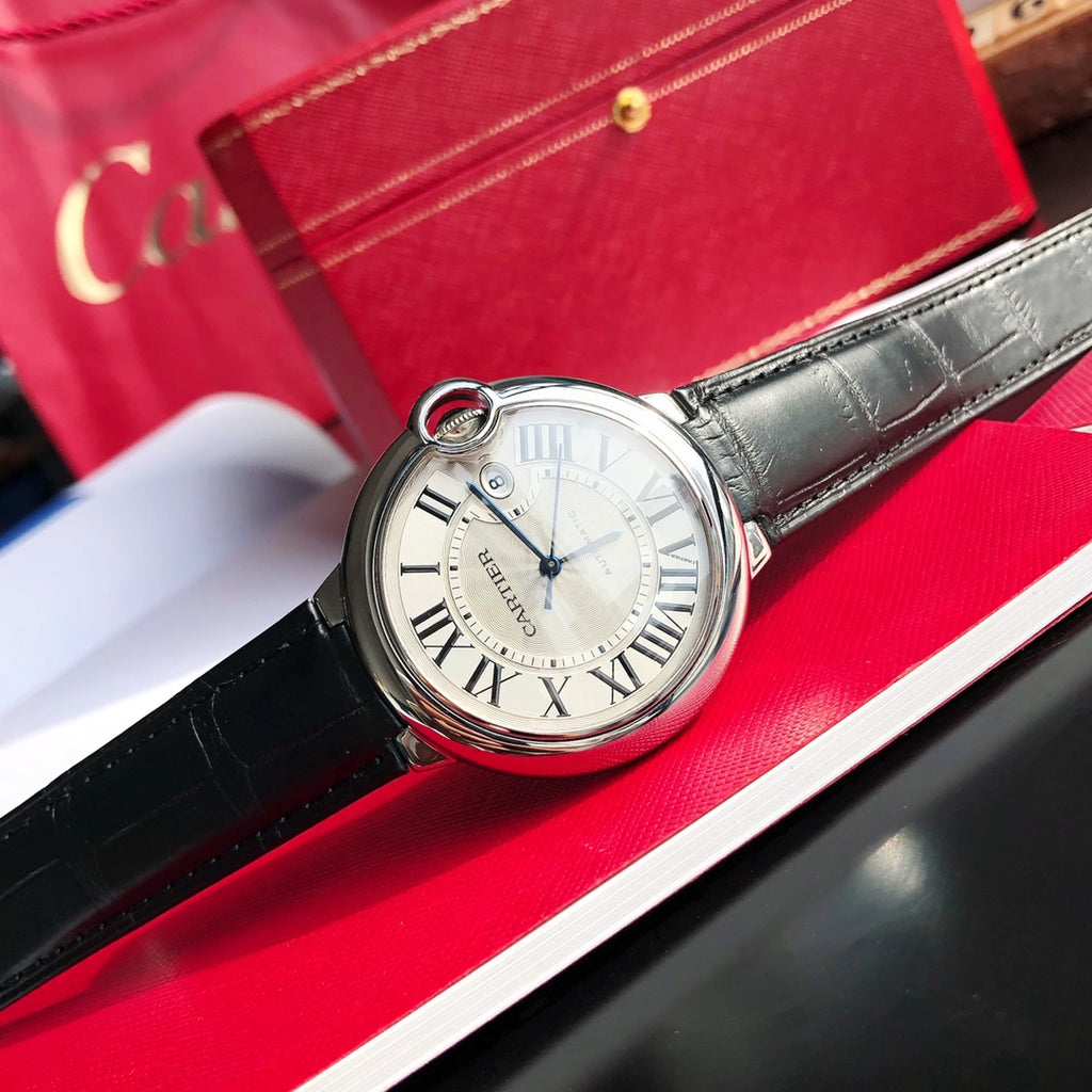 Ballon Bleu Watch – 42 mm Automatic, Black Leather