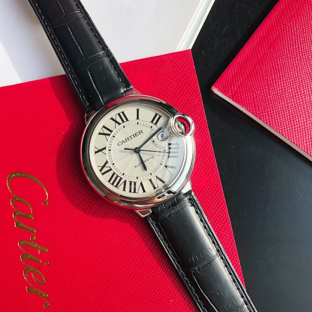 Ballon Bleu Watch – 42 mm Automatic, Black Leather