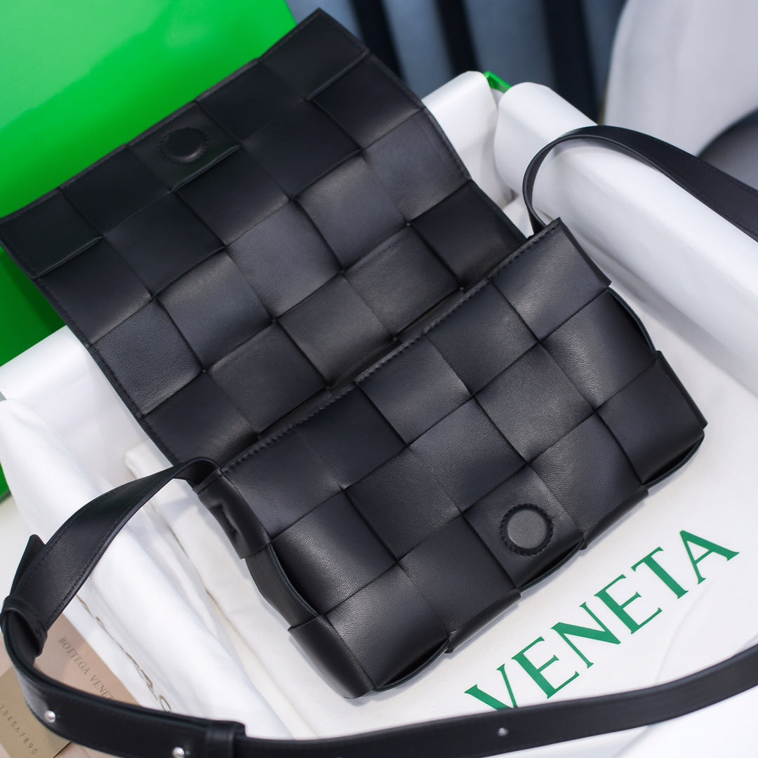 Cassette-Style Woven Shoulder Bag