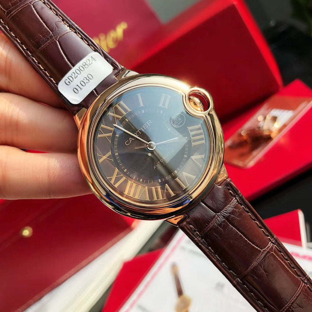 Ballon Bleu Watch – 42 mm Automatic, Brown Dial & Leather