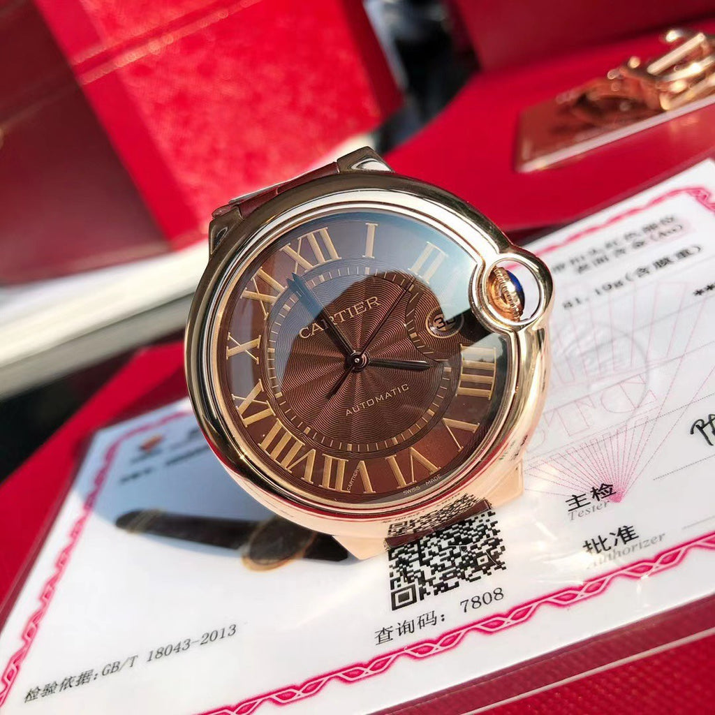 Ballon Bleu Watch – 42 mm Automatic, Brown Dial & Leather