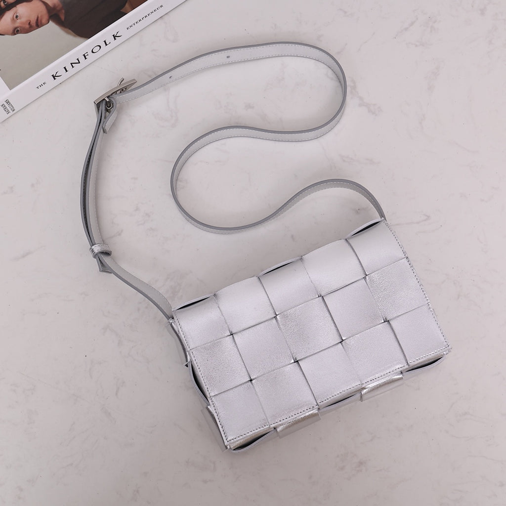 Cassette-Style Woven Shoulder Bag