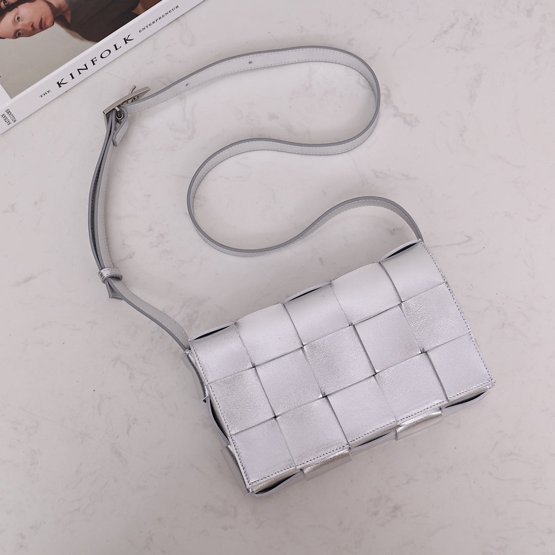 Cassette-Style Woven Shoulder Bag