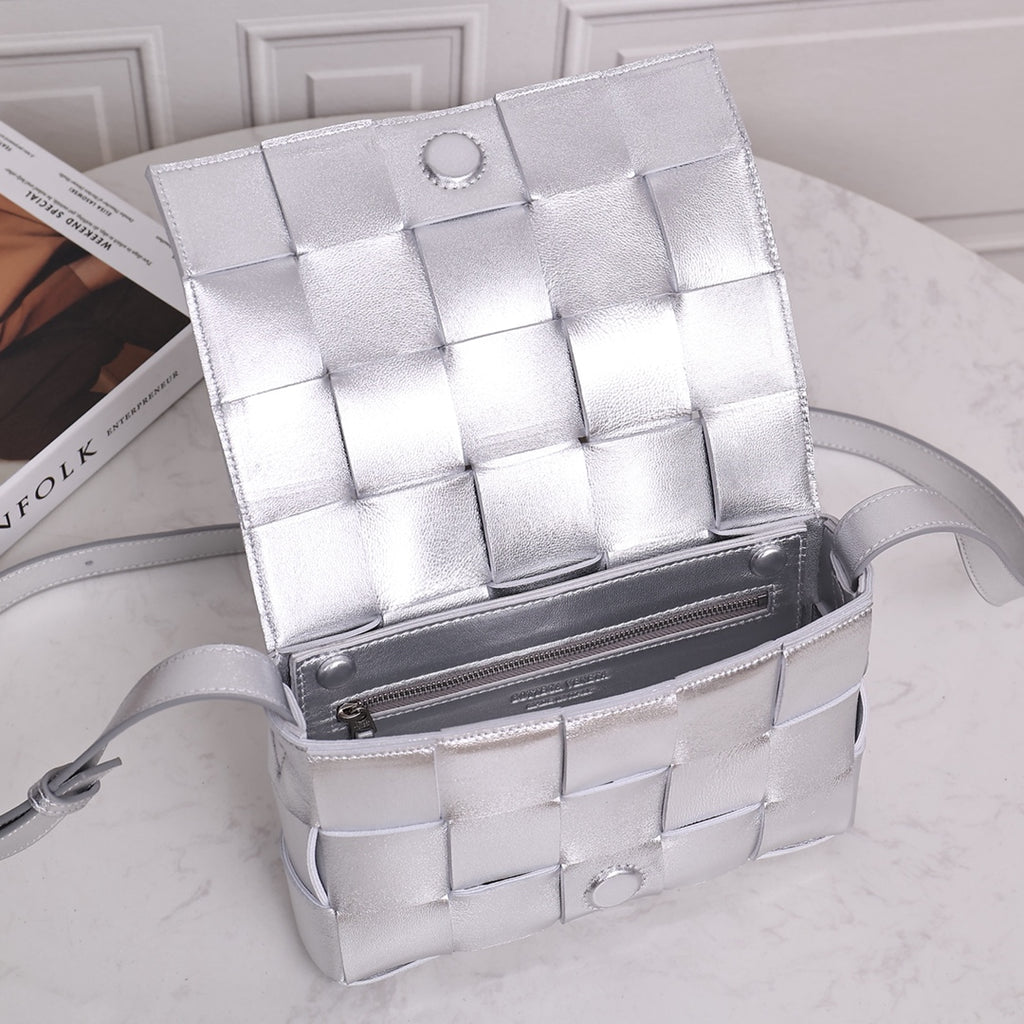 Cassette-Style Woven Shoulder Bag