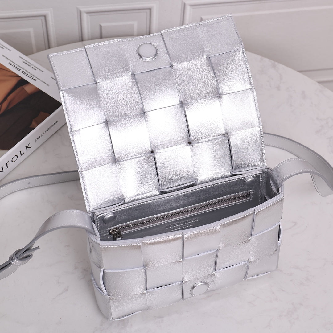 Cassette-Style Woven Shoulder Bag