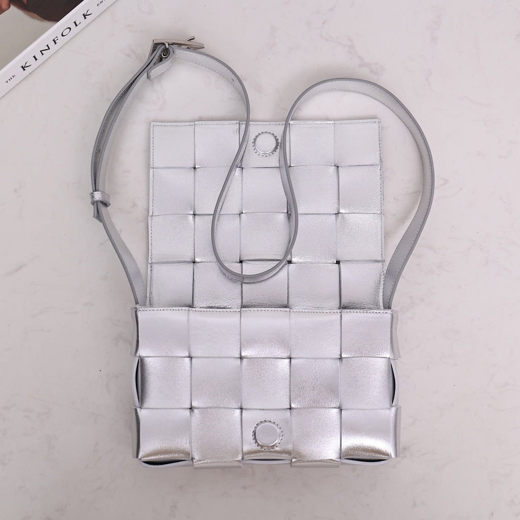 Cassette-Style Woven Shoulder Bag