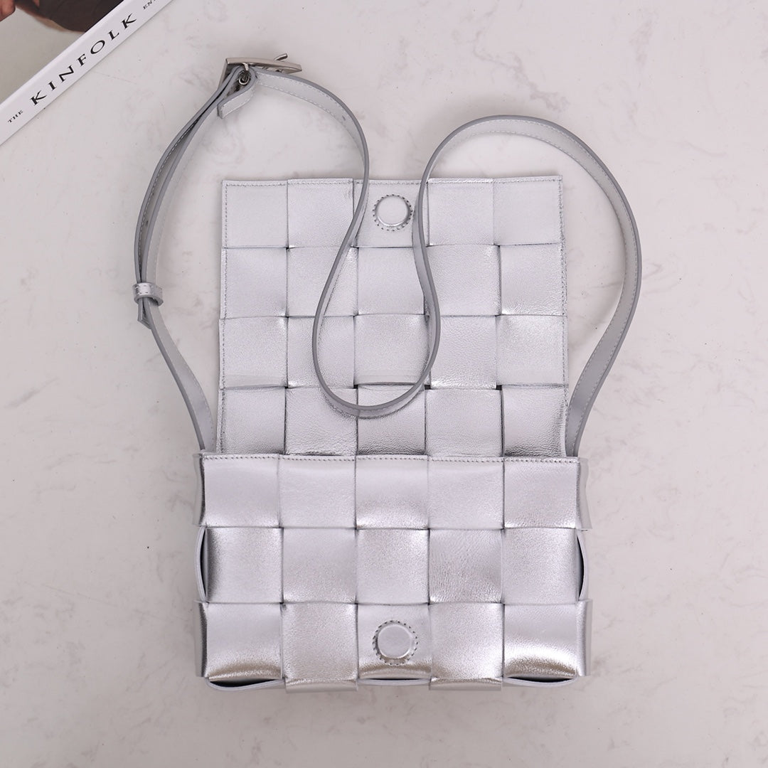 Cassette-Style Woven Shoulder Bag