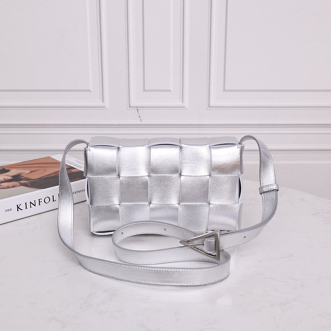 Cassette-Style Woven Shoulder Bag