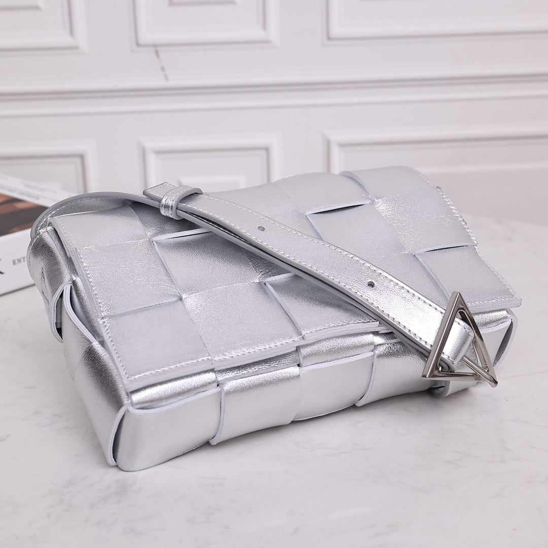 Cassette-Style Woven Shoulder Bag