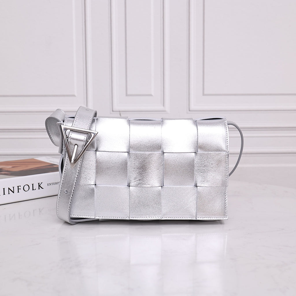 Cassette-Style Woven Shoulder Bag