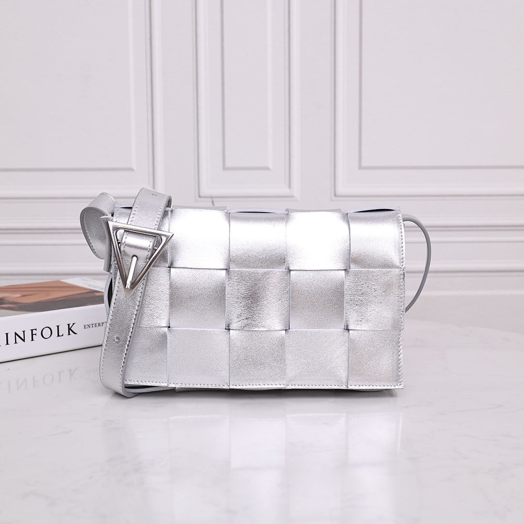 Cassette-Style Woven Shoulder Bag