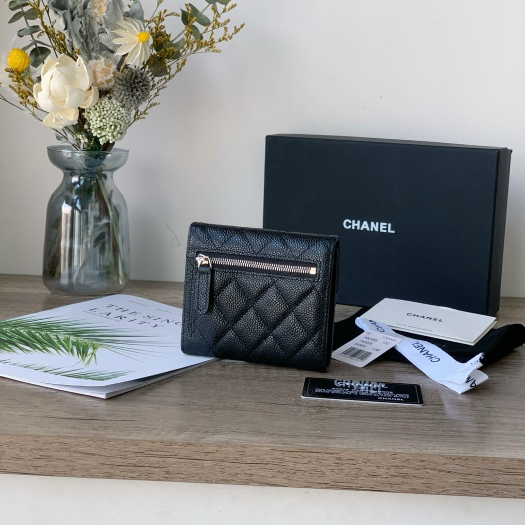 Caviar Leather Quilted Mini Wallet