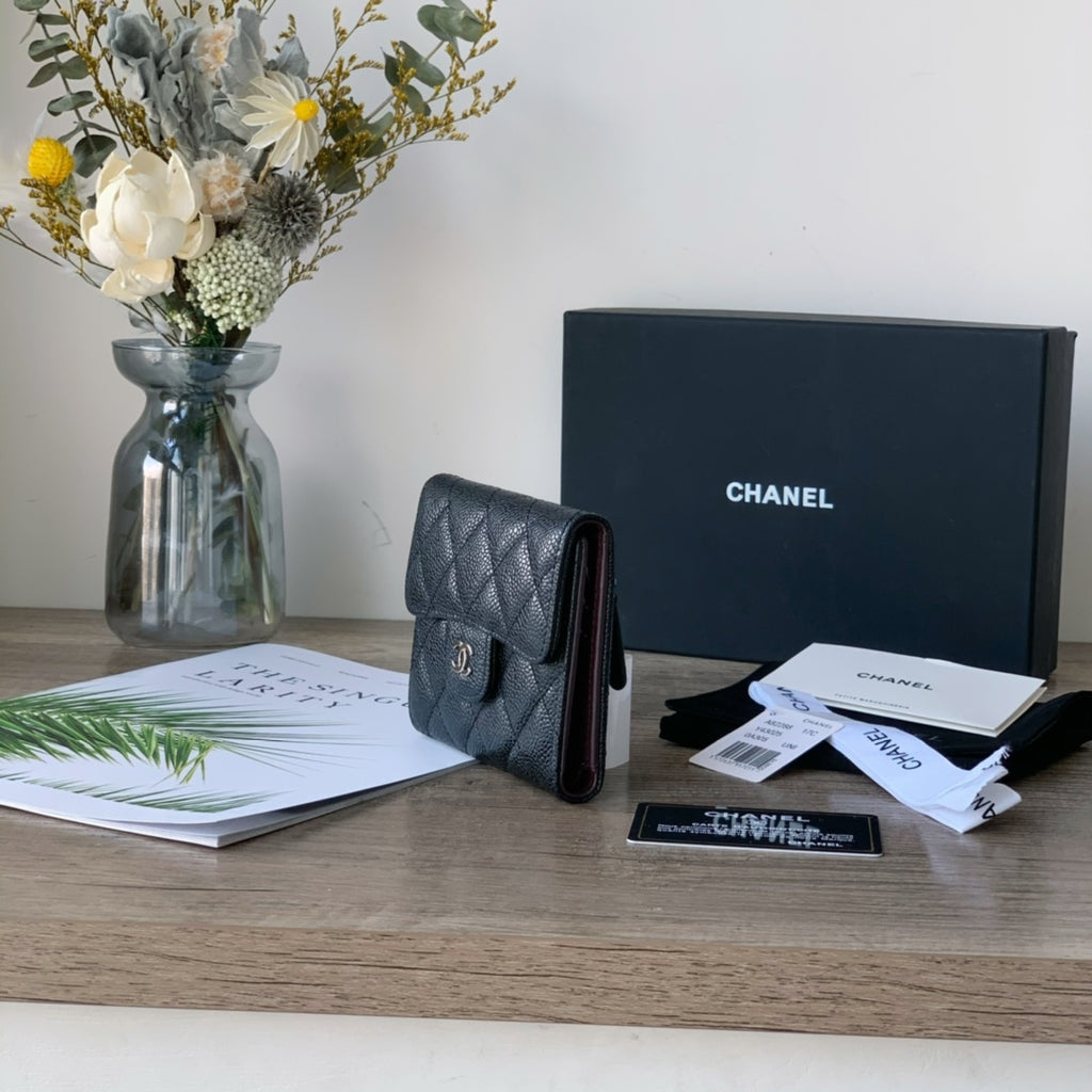 Caviar Leather Quilted Mini Wallet