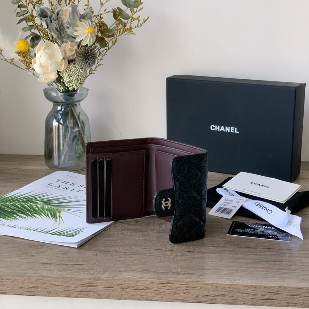 Caviar Leather Quilted Mini Wallet