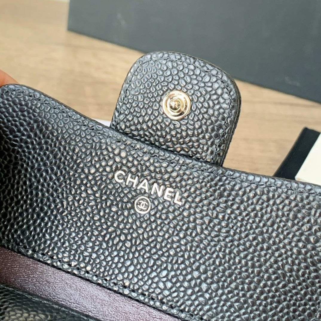 Caviar Leather Quilted Mini Wallet