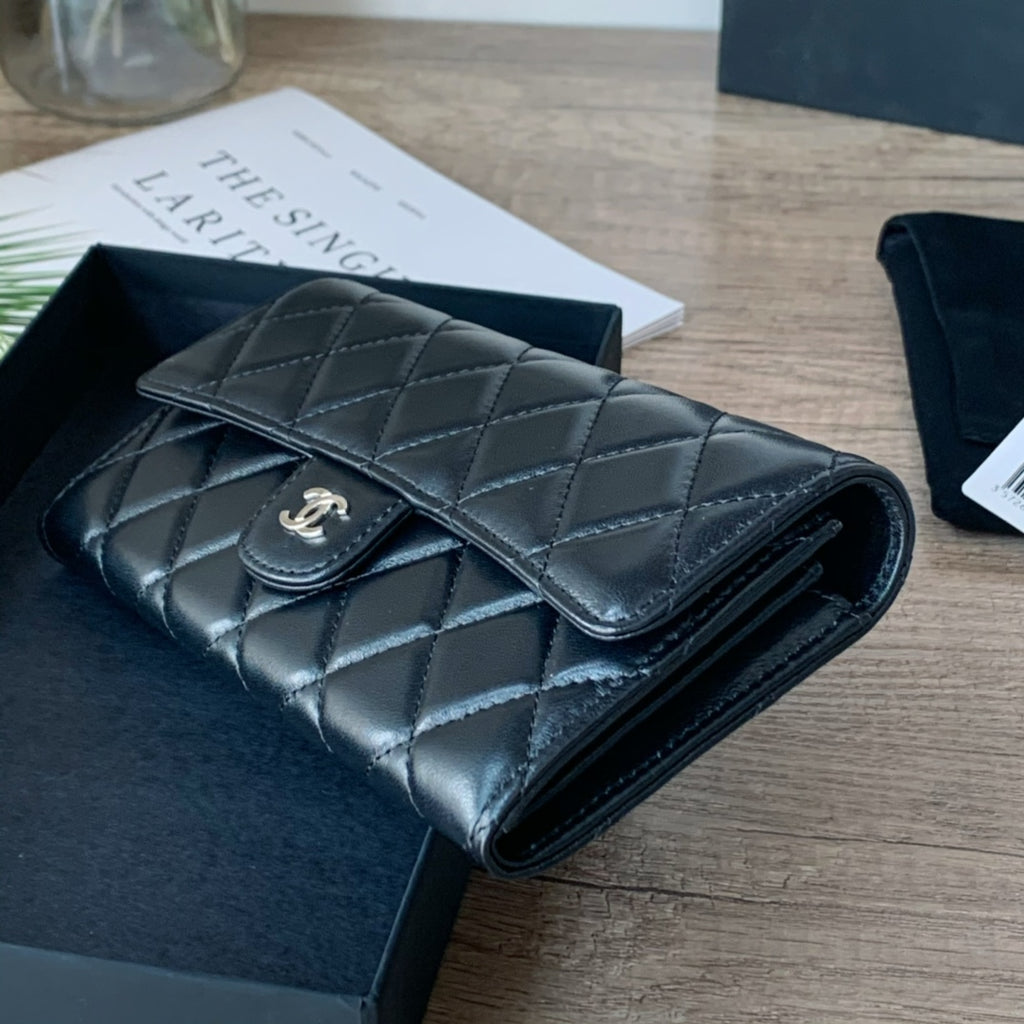 Quilted Long Flap Wallet