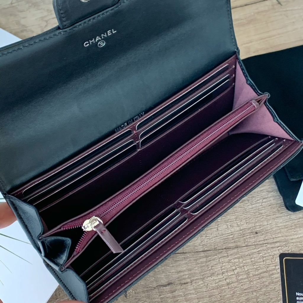 Quilted Long Flap Wallet