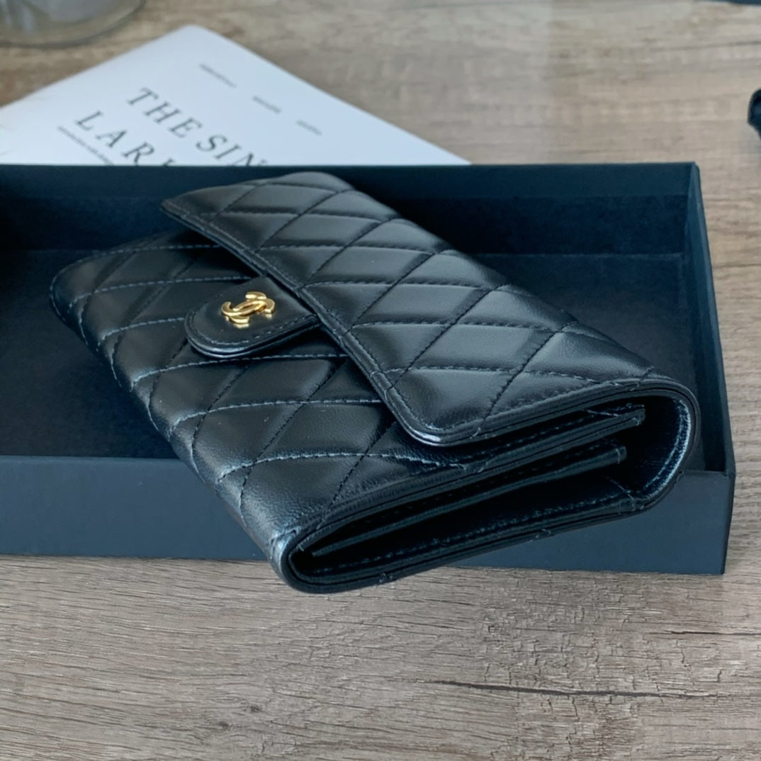 Quilted Long Flap Wallet
