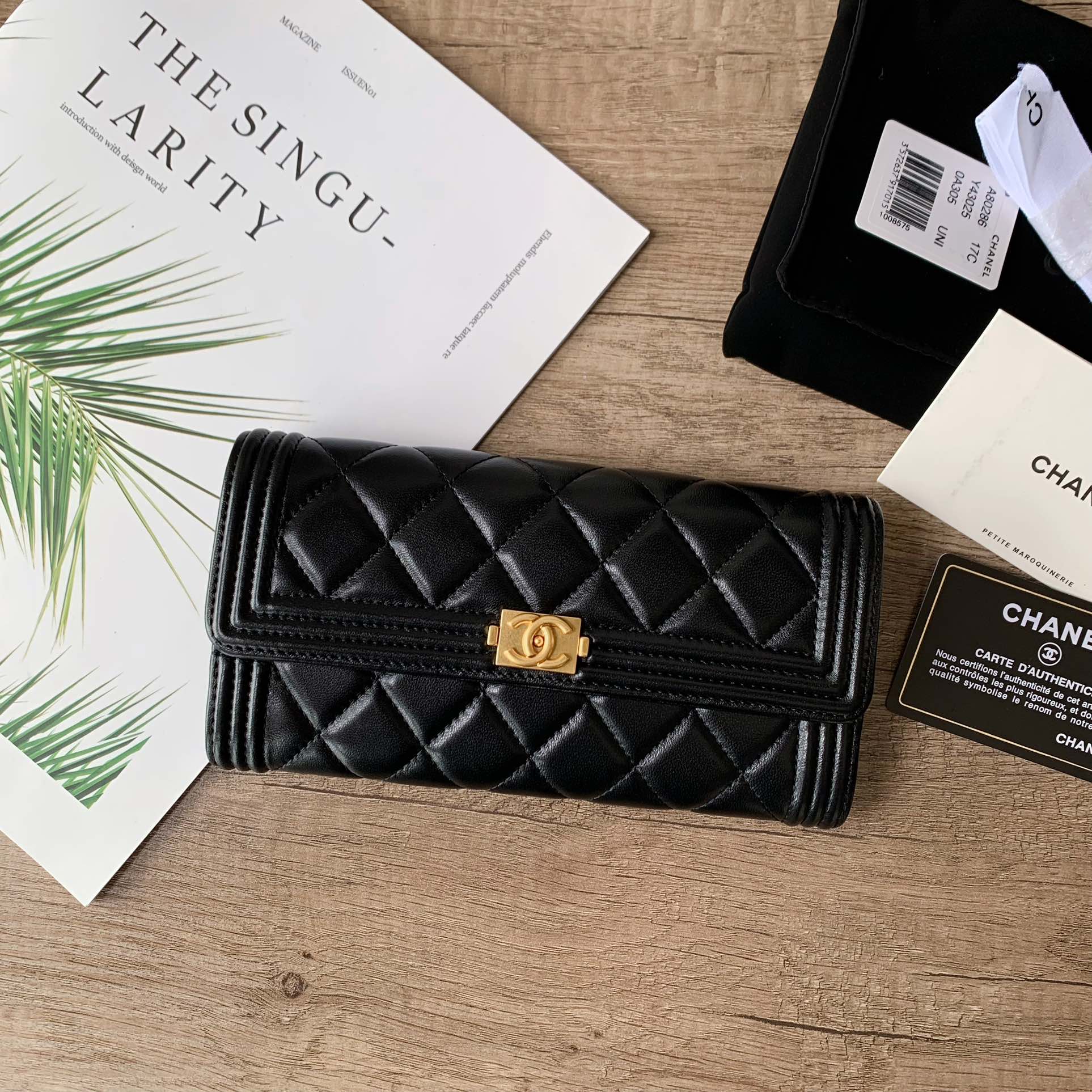 Quilted Long Flap Wallet