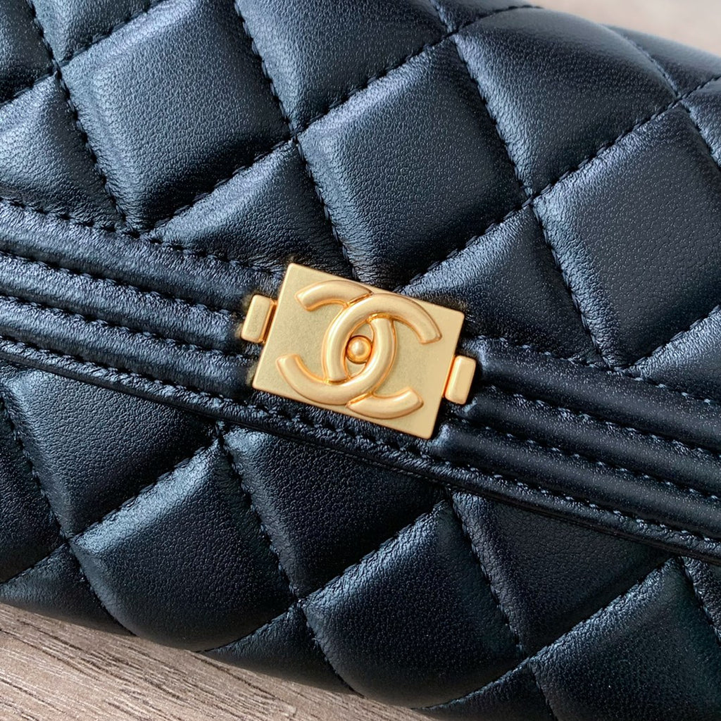 Quilted Long Flap Wallet