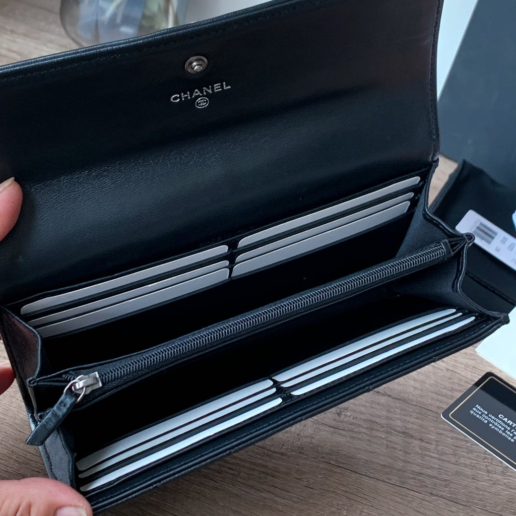 Quilted Long Flap Wallet