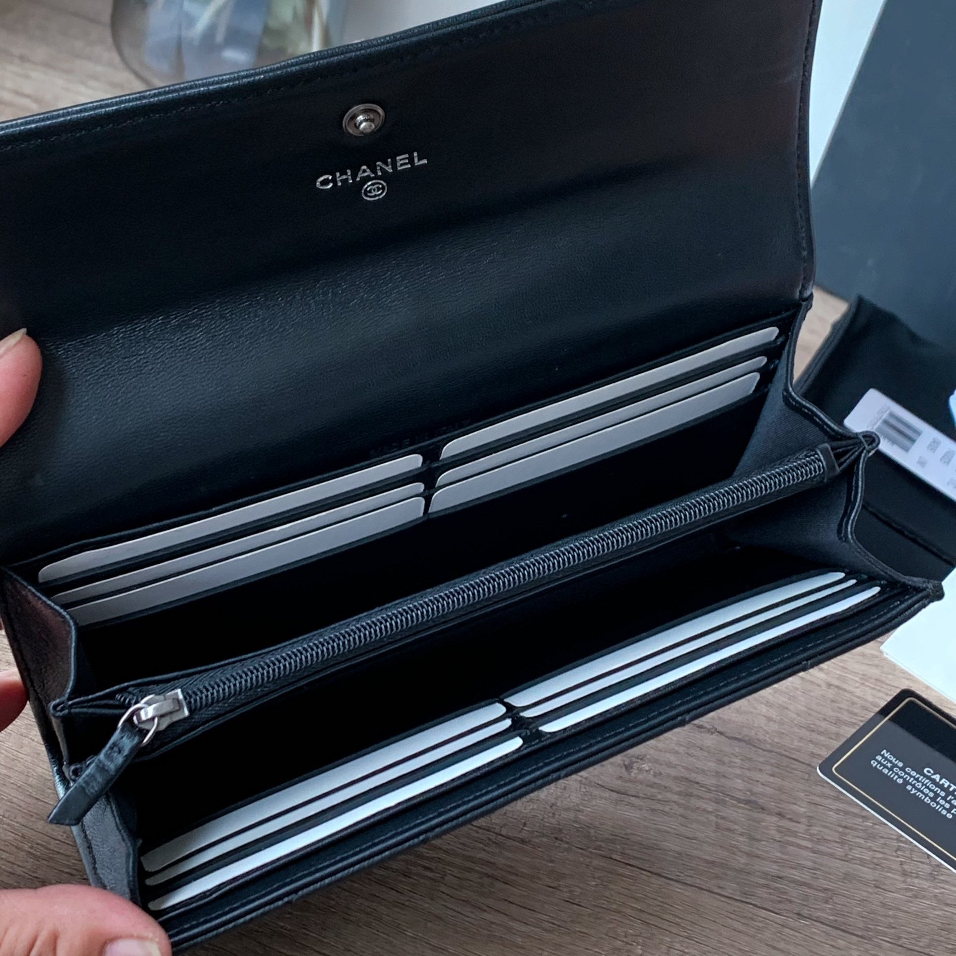 Quilted Long Flap Wallet