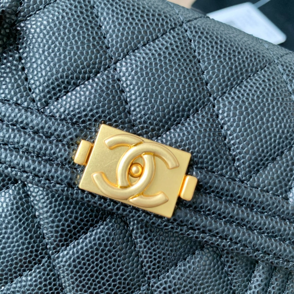 Quilted Caviar Leather Compact Flap Wallet