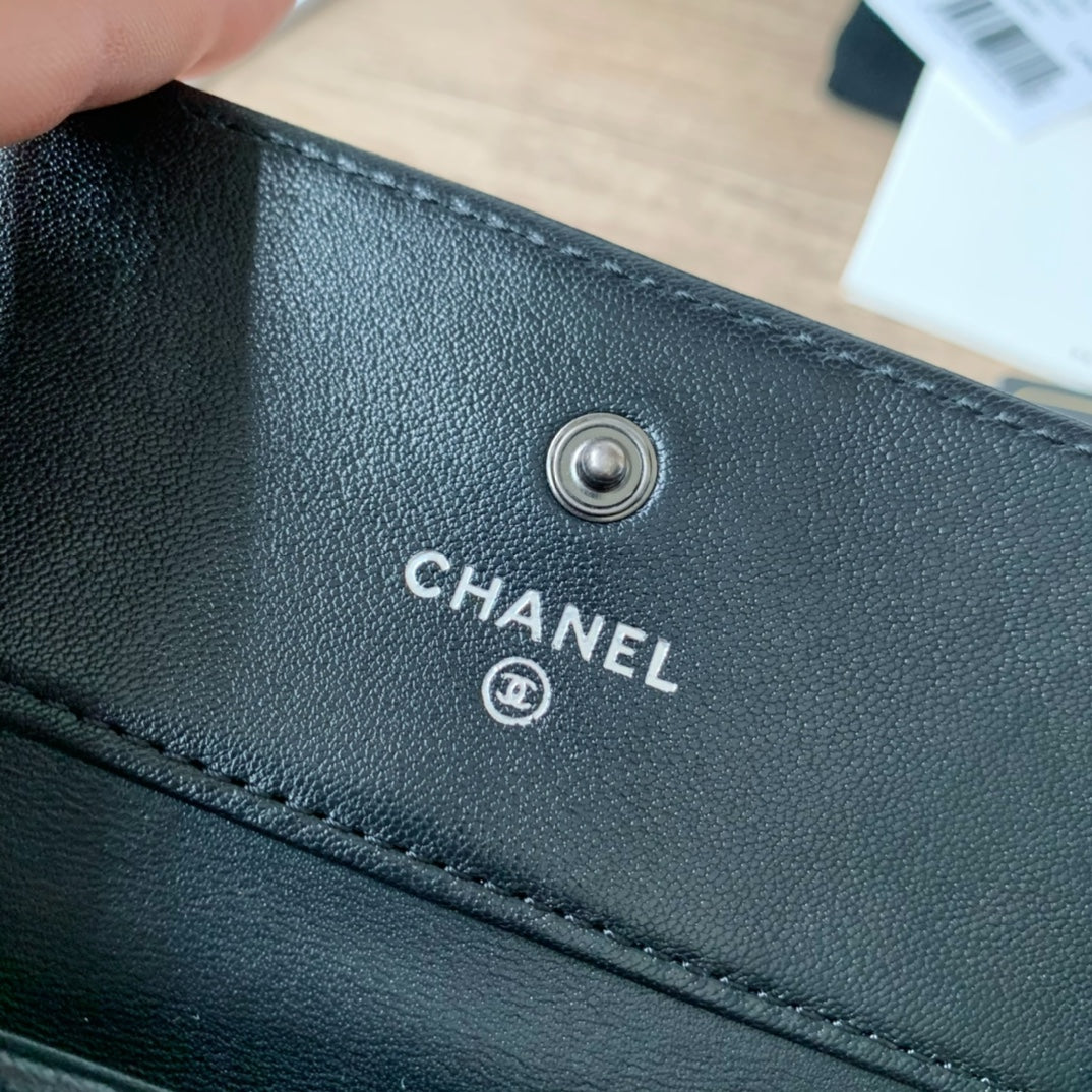 Quilted Leather Compact Flap Wallet