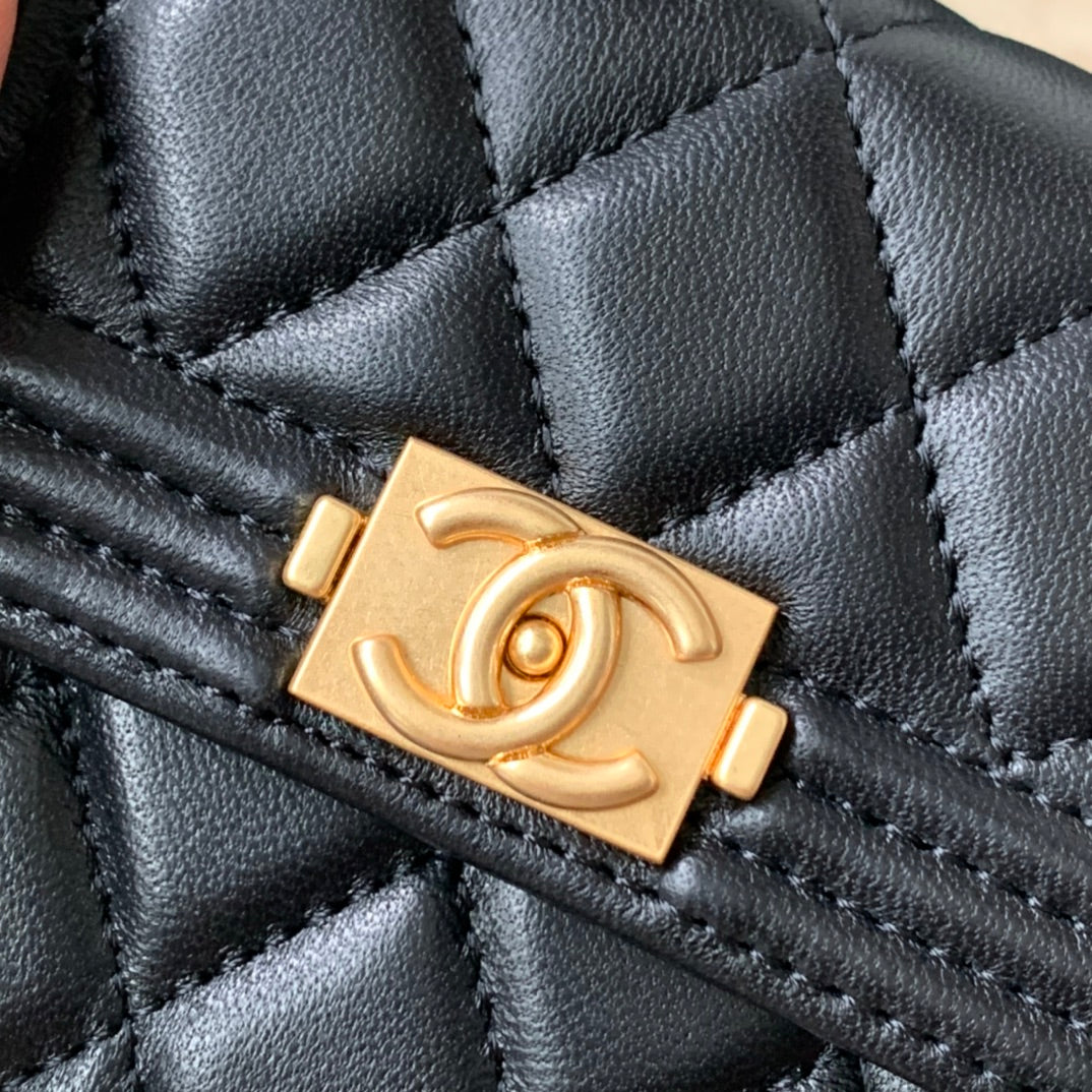 Quilted Leather Compact Flap Wallet