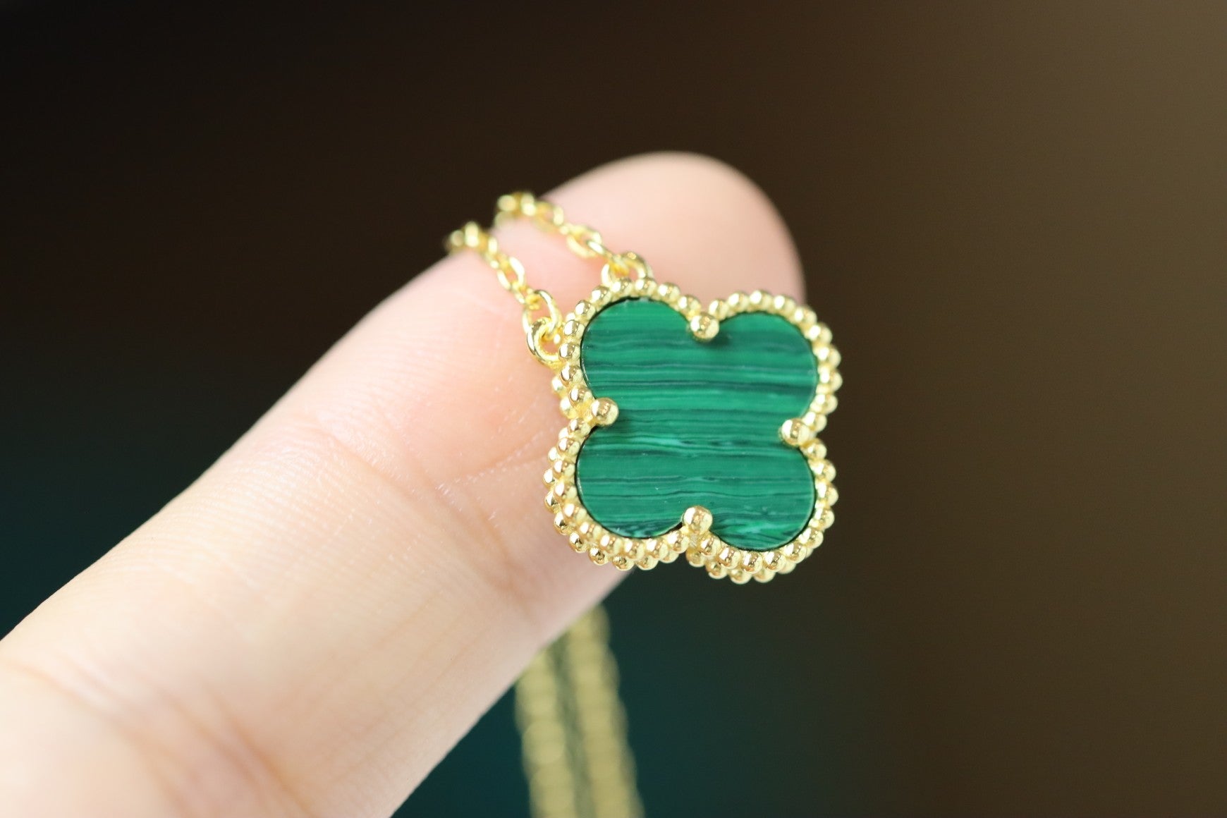 Alhambra Green Malachite Clover Necklace