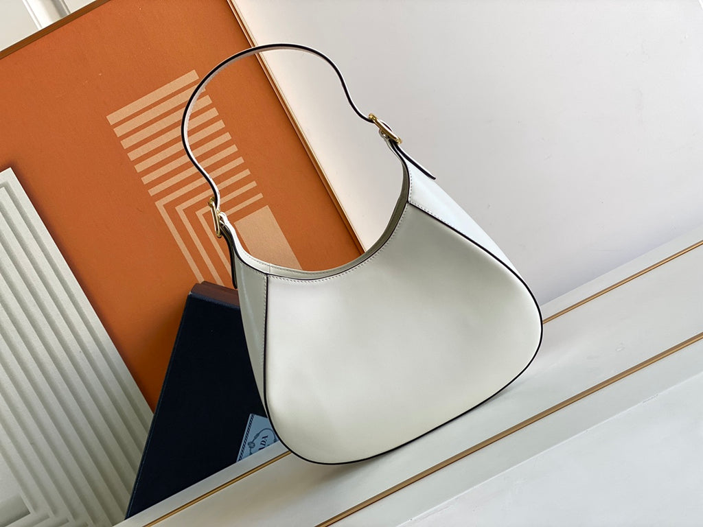 Cleo-Style Smooth Leather Shoulder Bag