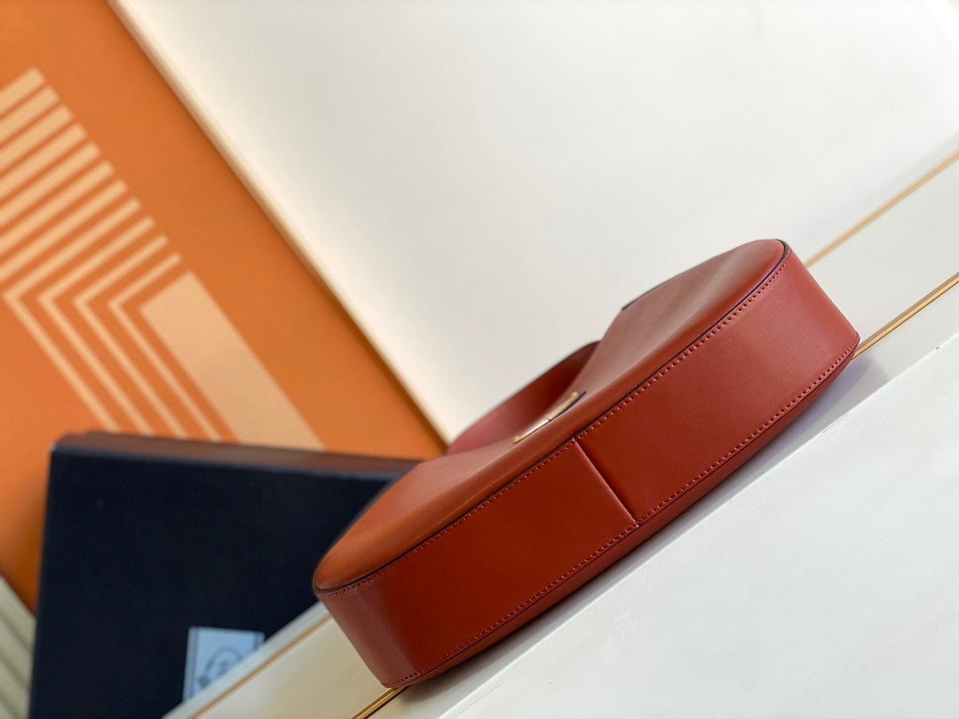 Cleo-Style Smooth Leather Shoulder Bag