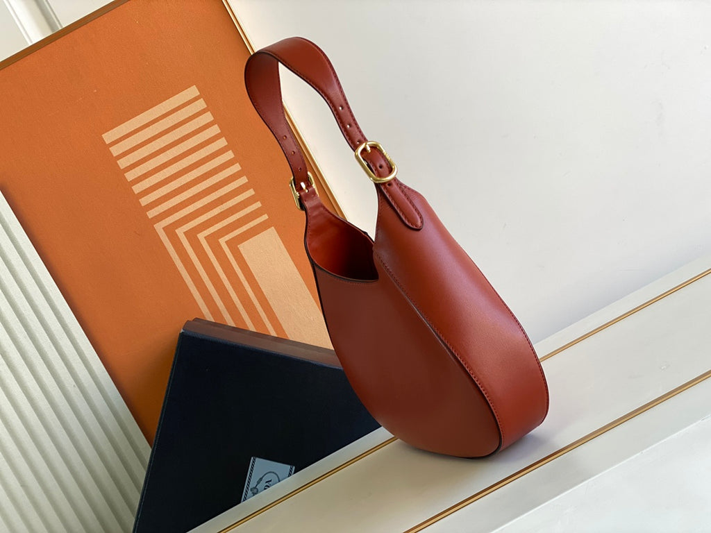 Cleo-Style Smooth Leather Shoulder Bag