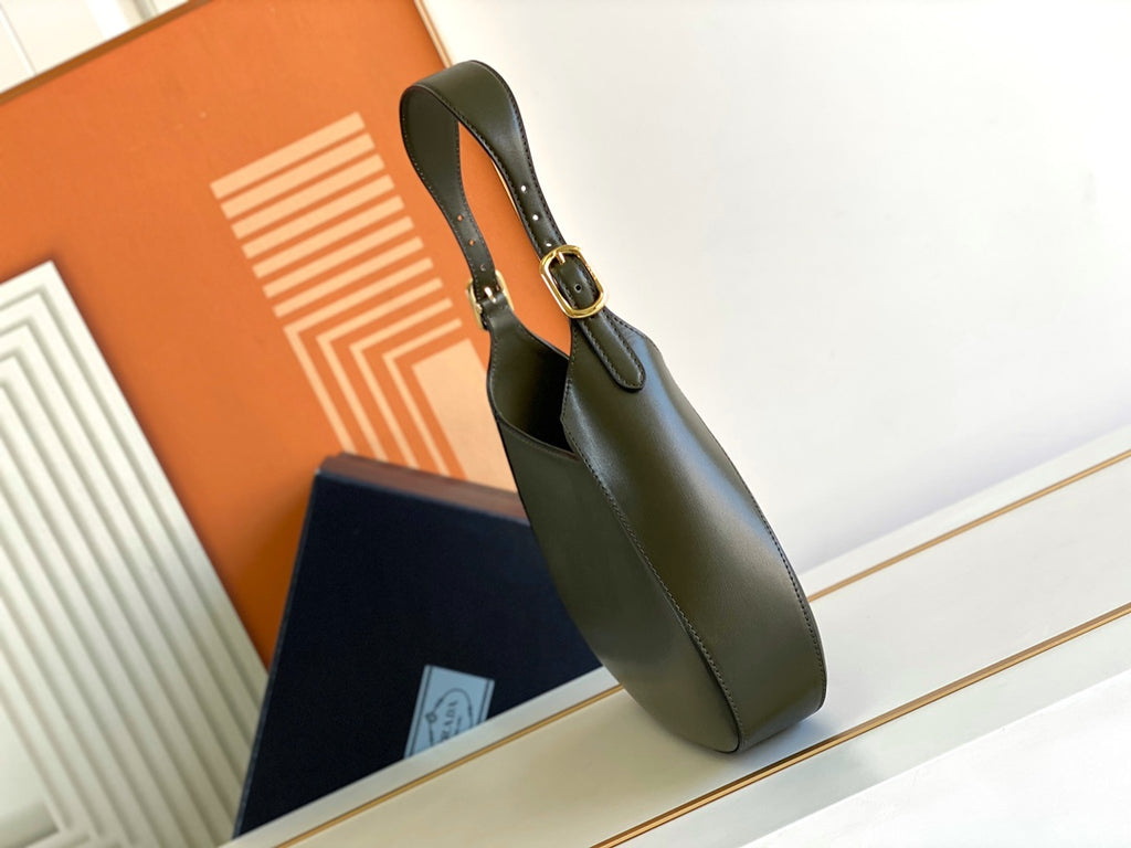 Cleo-Style Smooth Leather Shoulder Bag