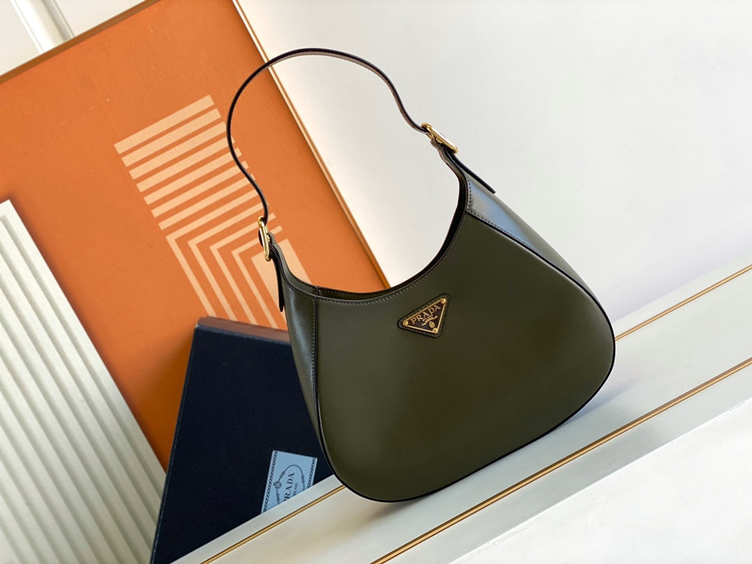 Cleo-Style Smooth Leather Shoulder Bag